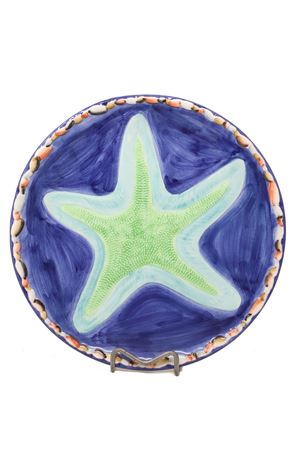 Flat plate with painted seastar L'Oasi ceramiche | PIATTOPIANOSTELLABLU